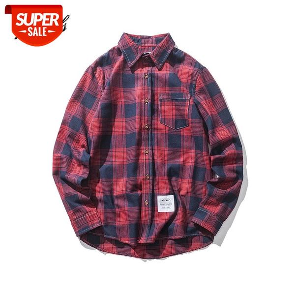

new japanese style fashionable brand color plaid full sleeve thin men's shirts hip hop autumn casual vintage plaid male shirts #eu0c, White;black
