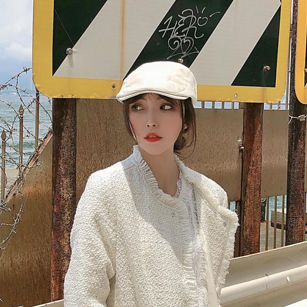 

beanies spring autumn beret women - solid color short-brimmed peaked cap casual versatile retro advance hats men