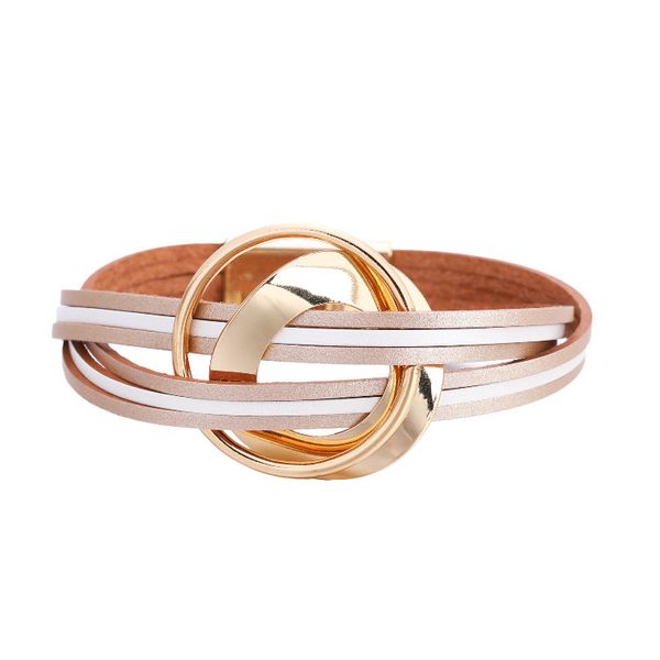 

bracelet bohemian multilayer leather bracelet fashion color matching magnetic buckle thin bracelet, Black