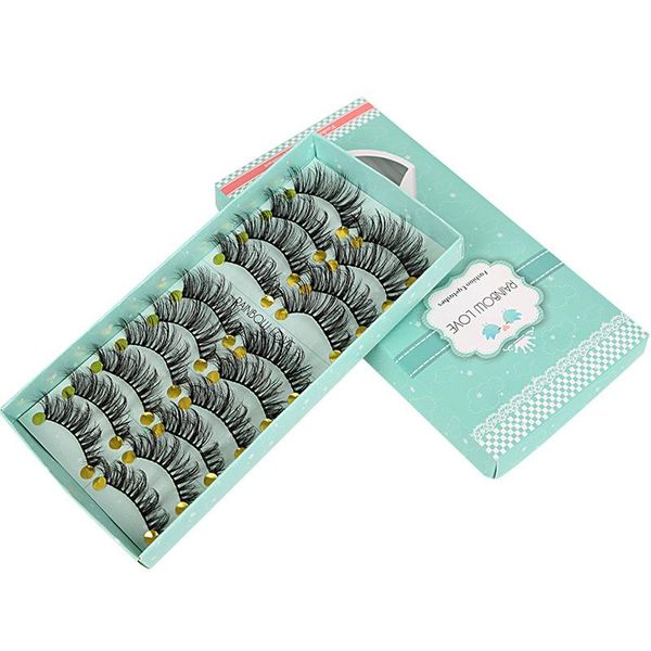 

false eyelashes 10 pairs 10-15mm set natural long faux mink hair fake lash thick crisscross eye lashes makeup extension tools