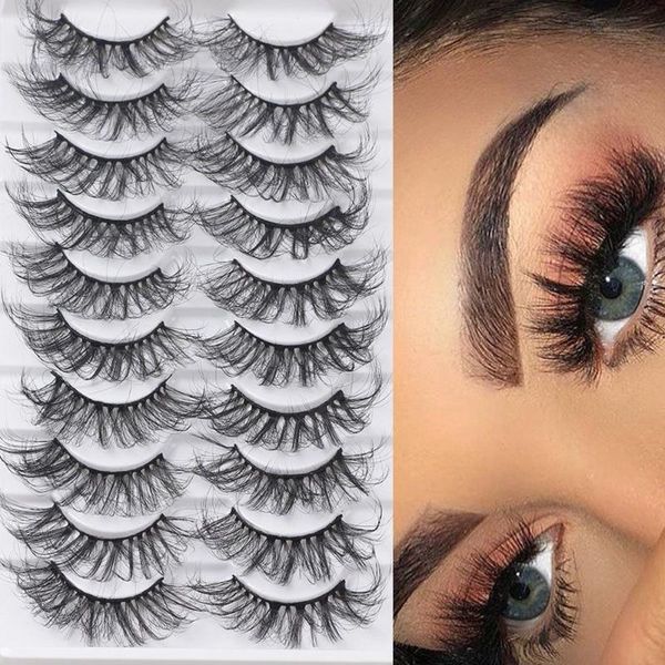 

false eyelashes 10pairs 25mm mink hair fluffy wispies lashes dramatic messy long eye extension makeup tool