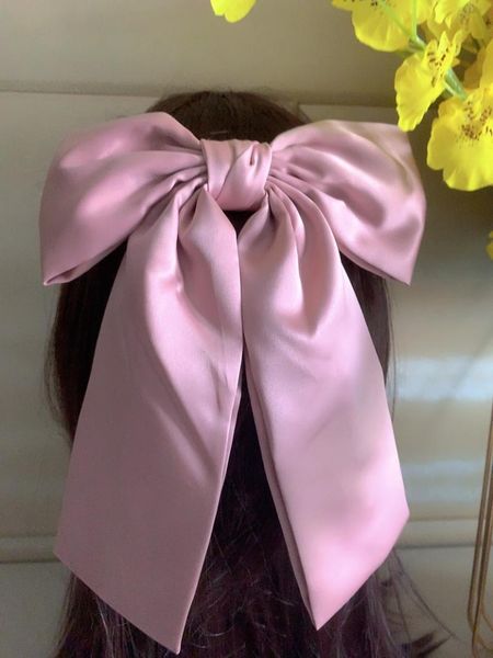 

hair accessories vintage black white big large satin bow clip for women girls wedding long ribbon korean hairpins barrette