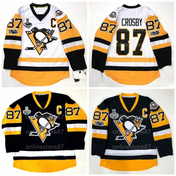 

vintage 87 sidney crosby pittsburgh penguin 2016- 2017 stanley cup embroidery jersey custom any name and number, Black