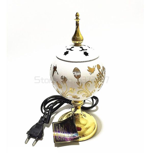 

fragrance lamps 220v arabian islamic style incense mini electric bakhoor square pearl metal positive