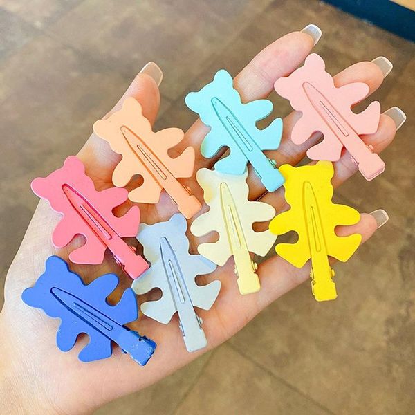 

hair accessories cartoon macaron bear hairpins women clip seamless candy color hairclip cute headdress for girls, Slivery;white