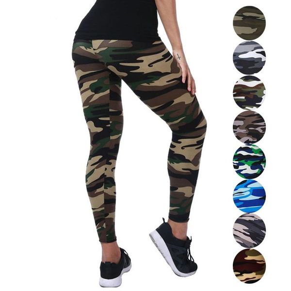 

women's leggings 2021 camouflage womens for leggins graffiti style slim stretch trouser army green deportes pants k085, Black