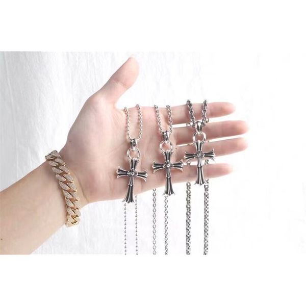 

party favor chrome/hearts necklace s925 silver world fashion crosin thai double cross pendant hip hop men's and women's
