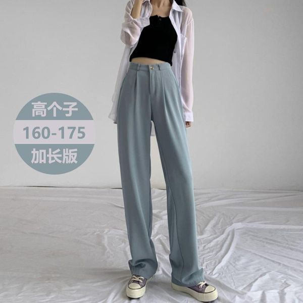 

women's pants & capris drape of tall waist trousers female loose straight show thin casual 175 stretched 170 mop wide-legged, Black;white