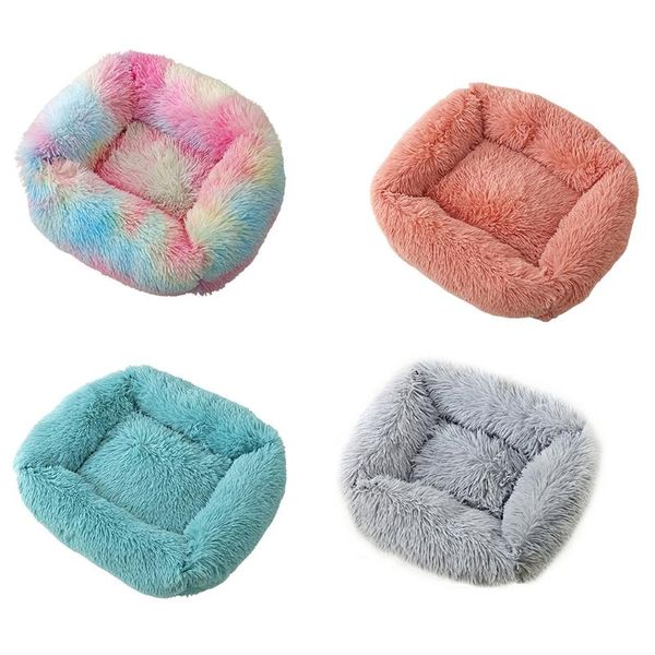 

cat beds & furniture small dog warm cave soft colorful plush fluffy puppy washable sofa indoor square