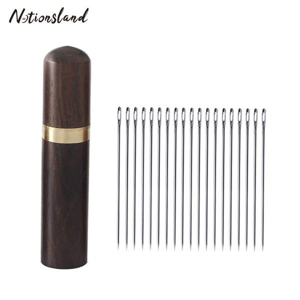 

40pcs stainless steel sewing needles embroidery needles & wood needle case for needlework diy quilt sewing supplies, Black
