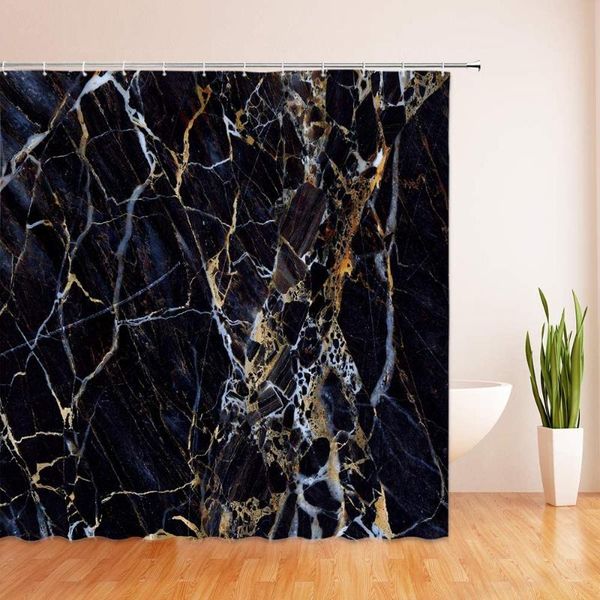 

golden marble texture cracked lines and hazy stripes art modern abstract natural fabric bathroom curtain