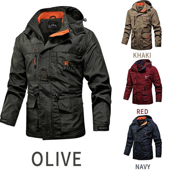 

hiking jackets breathable wearable soft clothes tactical mens windbreaker flight pilot hood military field jacket 4 color 211013, Black;brown