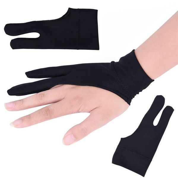 

black size for right and left hand artist drawing glove for any graphics drawing tablet black 2 finger anti-fouling,both, Black;red