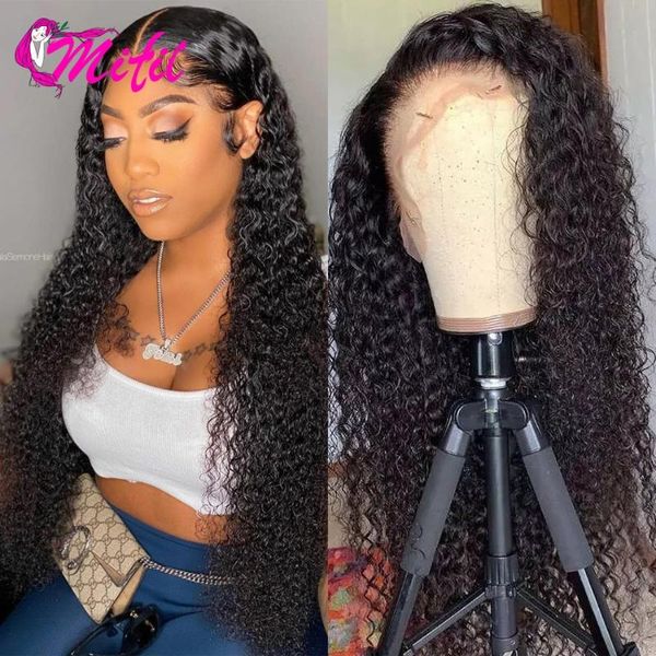 

lace wigs remy peruvian hair kinky curly human 13x4 swiss front wig afro closure for black women, Black;brown