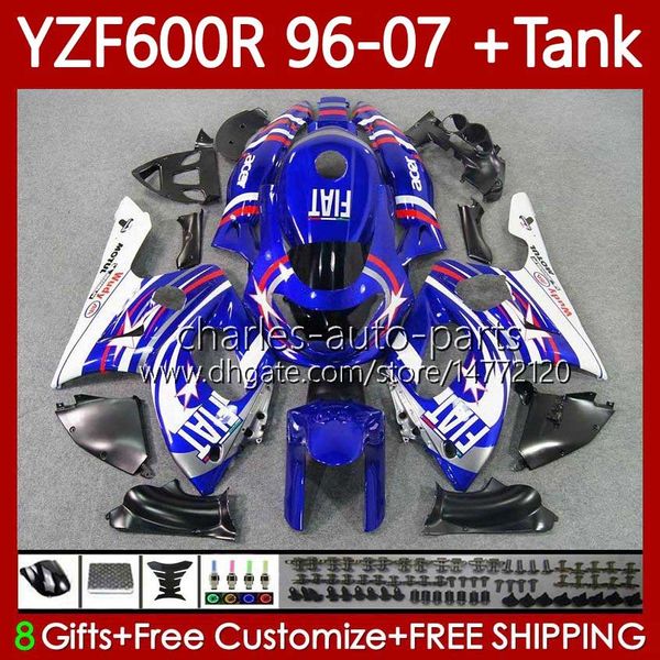 Corpo + Tanque para Yamaha Thundercat YZF600R YZF 600R Branco Azul 600 R 96-07 Bodywork 86NO.84 YZF-600R 1996 1997 1998 1999 2000 2001 YZF600-R 96 02 03 04 05 06 07 Concedentes