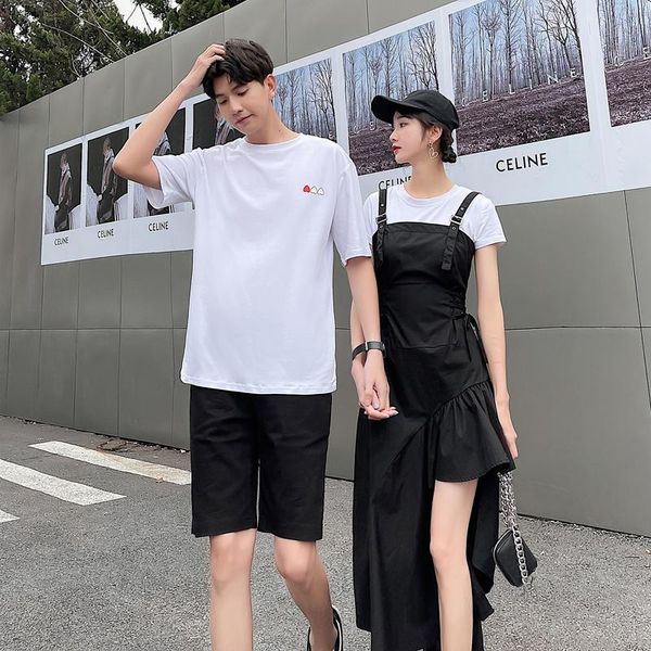 

women's t-shirt t - shirt dress suit for couples clothes clothing, White