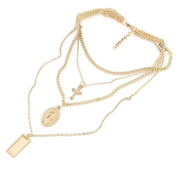 

bohemia sweet /sliver color cross layered necklace jesus mary chain pendant easter day's gift for women jewelry necklaces, Silver