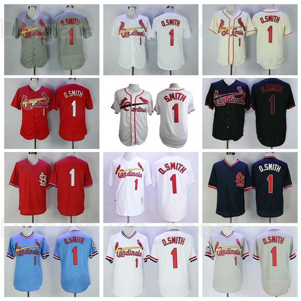 

men retro baseball 1 ozzie smith vintage jersey 1985 1992 retire team all stitched cooperstown pullover flexbase cool base high quality, Blue;black