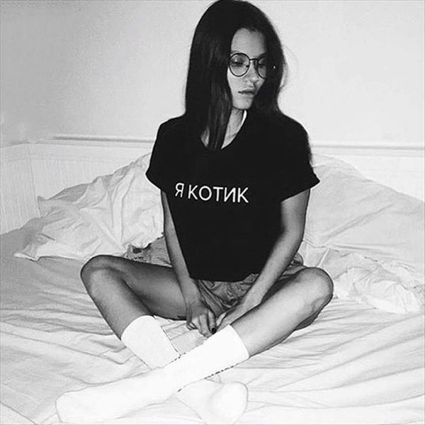 

summer russian style letter inscription women t shirt print short sleeve casual fashion tumblr clothes, White