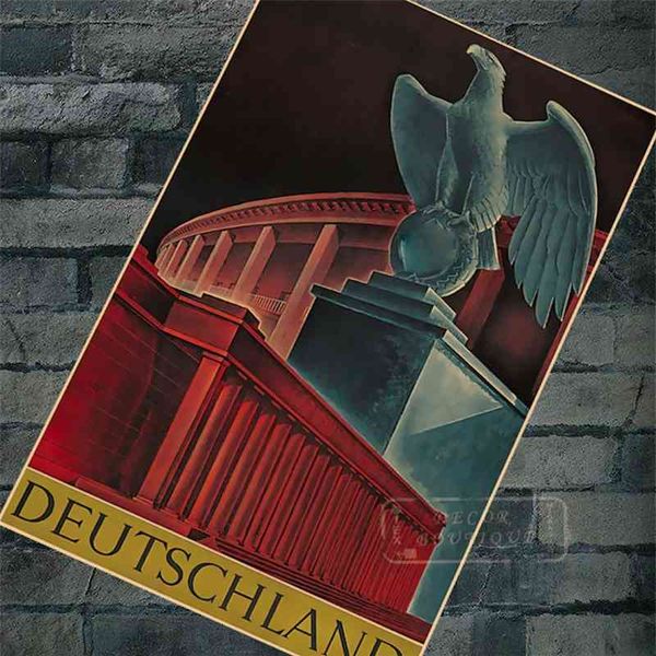 Deutschland Reiseposter Deutschland Klassischer Wandaufkleber Leinwandgemälde Dekoratives Vintage Poster Home Bar Dekor Geschenk 210705