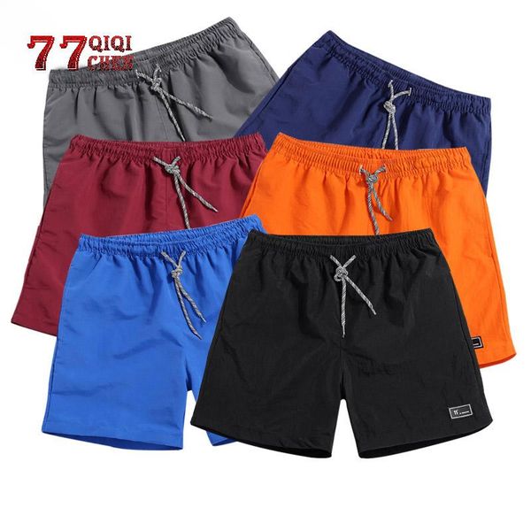 

men's shorts polyester shorts for men new 2021 summer solid breathable elastic waist casual man male bermuda homme, White;black