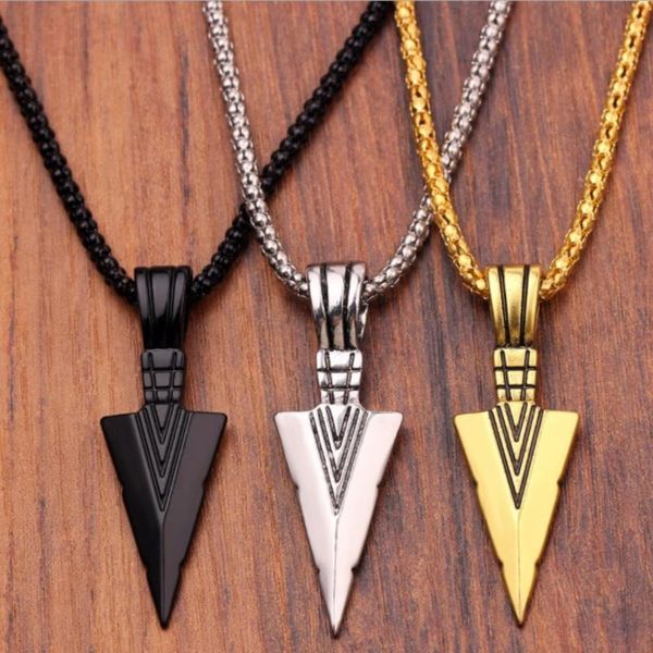 

pendant necklaces men's design matte black long necklace with arrow jewelry chain hip hop punk rock christmas halloween gift for men wo, Silver