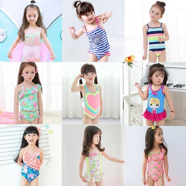 

children's swimsuit baby big child cute girl cartoon floral skirt folds one-piece spring combination one-pieces, Black
