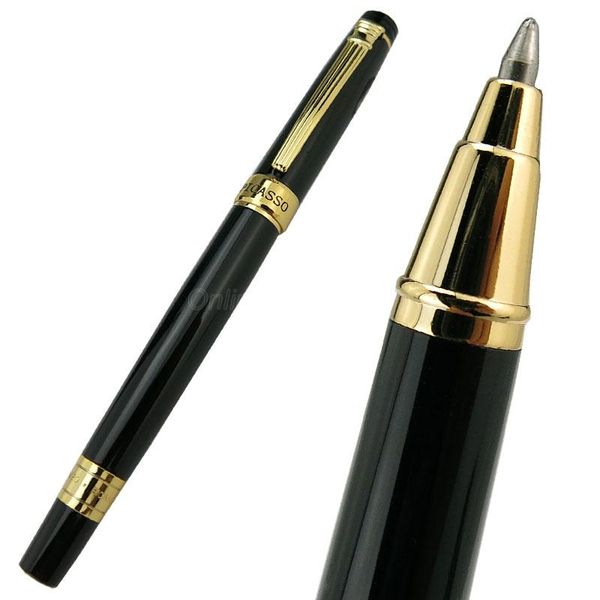 

ballpoint pens picasso 917 metal roller ball pen gloss black & golden for office school home writing gift, Blue;orange