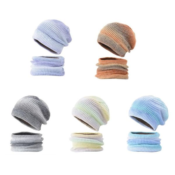 

berets x7ya knitted hats winter scarfs for women thick gradient scarf soft warm cable knit cold weather set, Blue;gray
