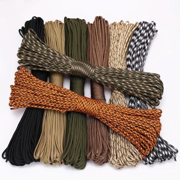 

20m dia.4mm 7 stand cores paracord for survival parachute cord lanyard camping climbing camping rope hiking clothesline, Black;white