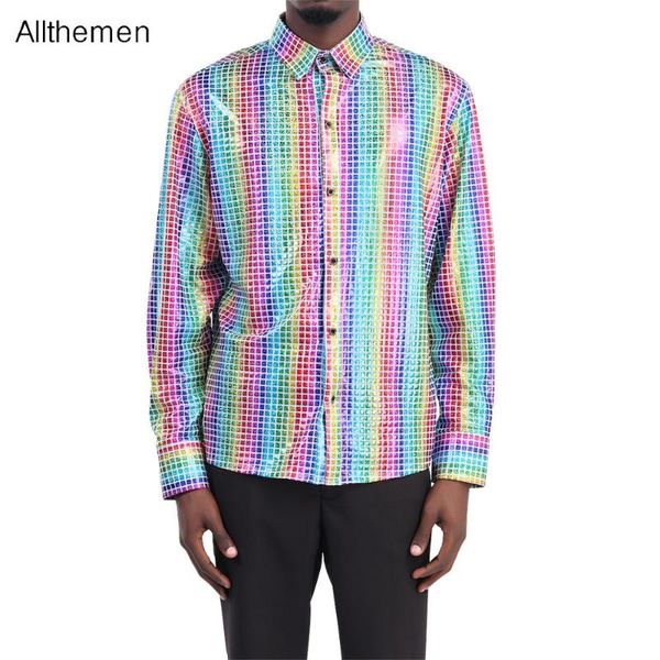 

men's casual shirts allthemen men party vertical stripe panel shirt blouse stylish mens long sleeve button autumn clothes, White;black