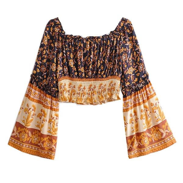 

new bohemian ruched elastic slash neck floral print pullover shirt brown women tide bow elastic waist pants 2 pieces set, Red