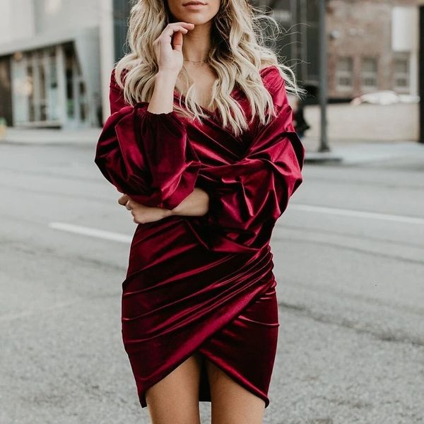 

2021 new autumn irregular v neck women spring pleated bodycon es solid female long sleeve slim midi party vestidos 83vk, Black;gray