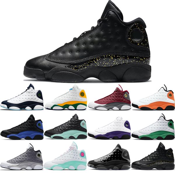 

original 13s basketball shoes grey aurora green black cat bred cap and gown chicago flint gold glitter he got game starfish size 40-46 train