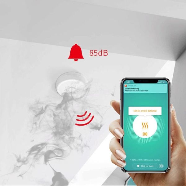 

smart home control smoke detector alert gas alarm system sensor work security safe lx0c
