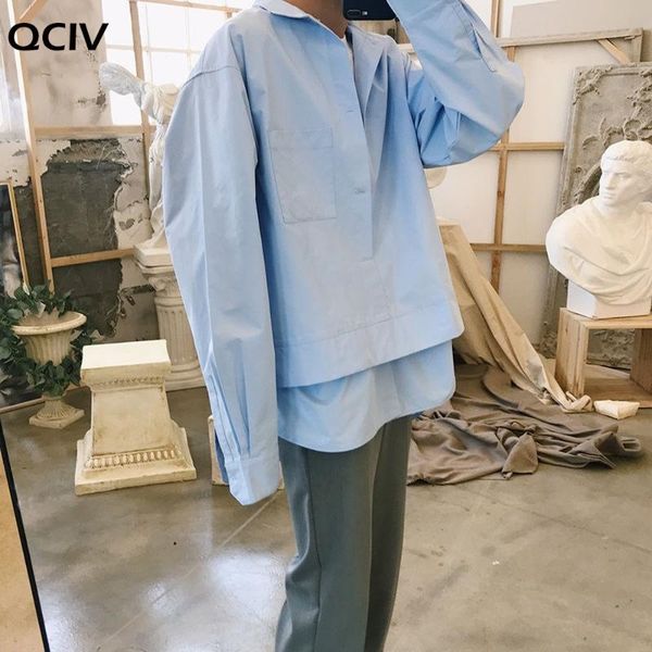 

men's casual shirts spring and autumn youth personality loose solid color stand collar long sleeve shirt fashion -xl, White;black