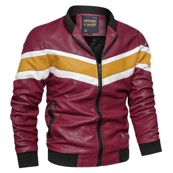 

2019 pu jackets bomber autumn casual zipper coats slim fit streetwear men's leather jacket fleece clothes men, Black;brown