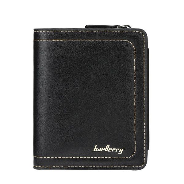 

wallets mens short wallet business multi-card position tri-fold snap coin purse zipper vertical men, Red;black