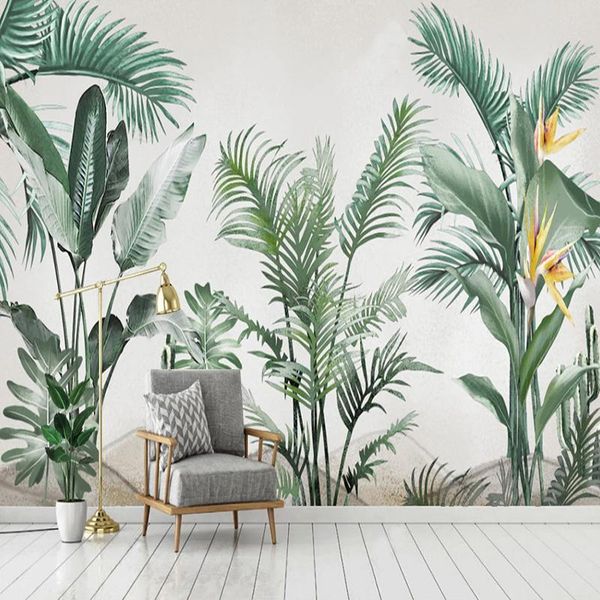 

wallpapers custom mural wallpaper 3d tropical plants green leaves wall painting living room tv sofa abstract art home decor papers 3 d