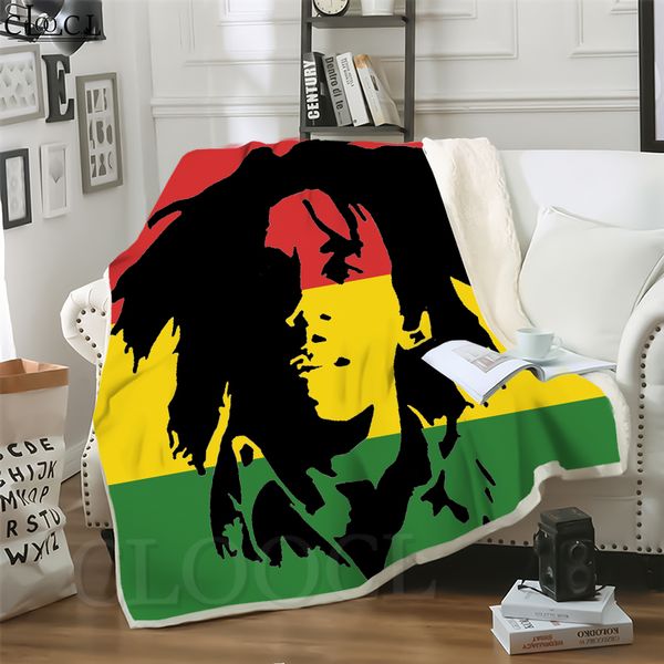

cloocl new reggae singer bob marley 3d print hip-hop style air conditioning blanket sofa teens bedding throw blanket plush quilt