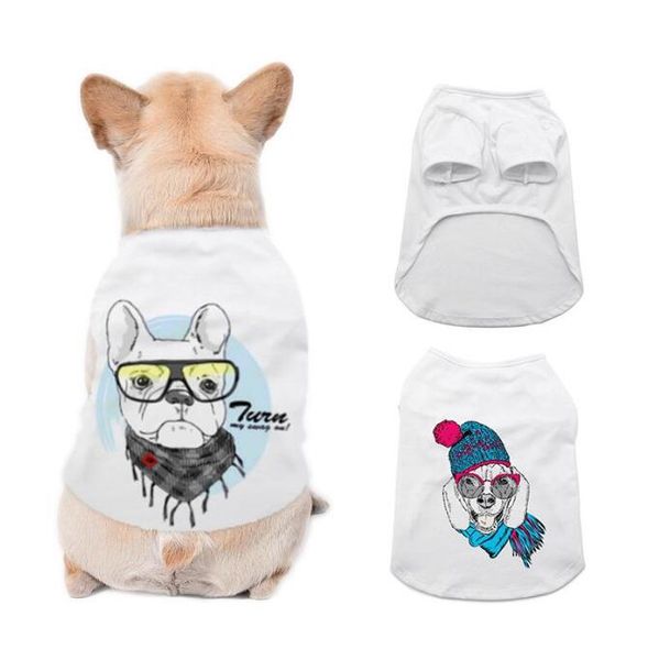 

Sublimation Blank White DIY Vest Pet Dog Sleeveless Thin Vest Small Pet Heat Transfer Print Pet T-shirt YL359