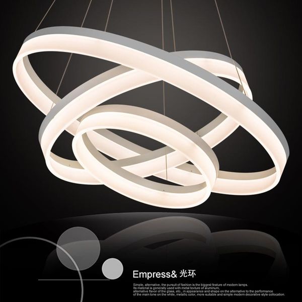 

modern led pendant lights for dining living room hanging circel rings acrylic suspension luminaire pendant lamp lighting lampen
