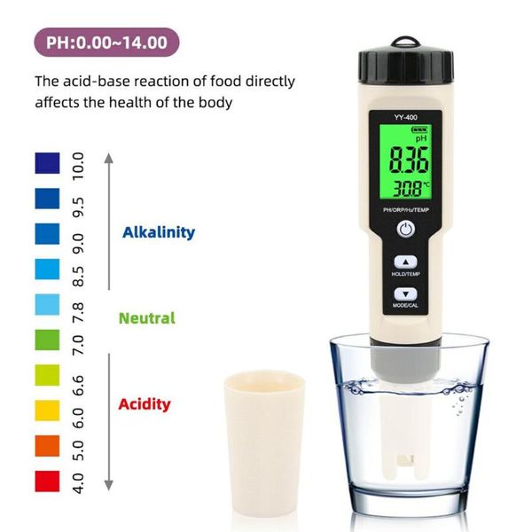

meters yy-400 digital water meter 4 in 1 h2/ph/orp/temp quality monitor tester for swimming pools drinking aquariums