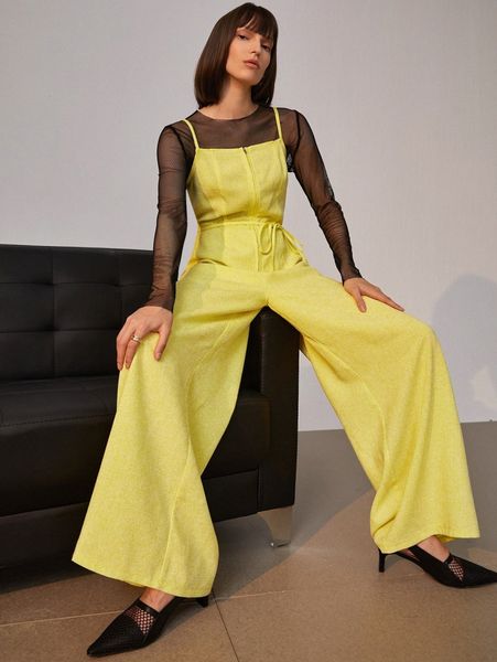 

zipper front belted slip jumpsuit a1co#, White