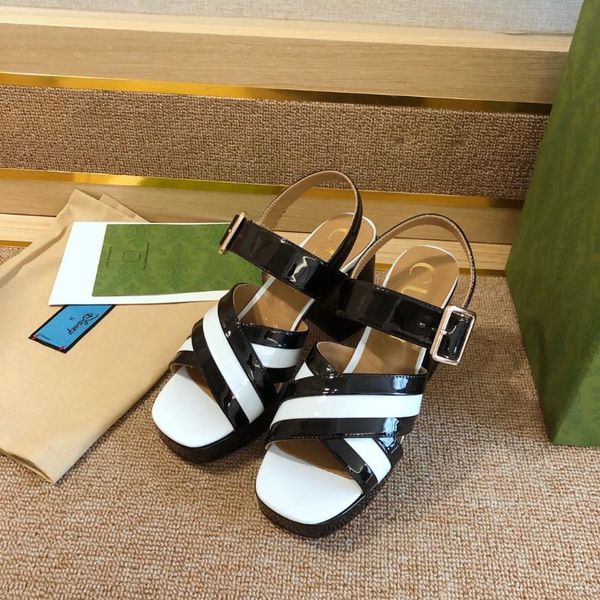 

slippers leather platform shoes women thick bottom wedge high heels 8.5+2 cm lady sandals outside quality brand design, Black