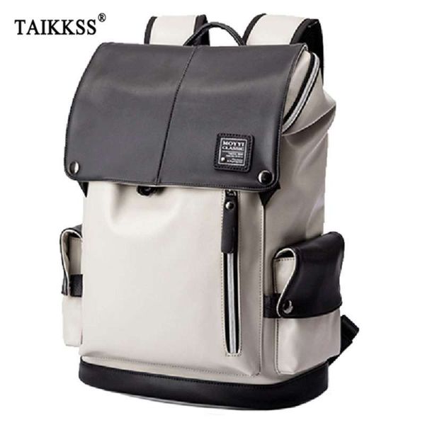 

man backpack pu leather usb recharging lapschool bag male waterproof travel multi-color backpack fashion casual quality bag 210929