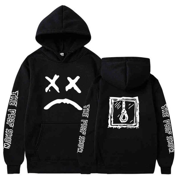 

women's hoodies & sweatshirts male lil. happy peep smiling face impression winter fashion couple pullovers simple and beautiful 95tj, Black