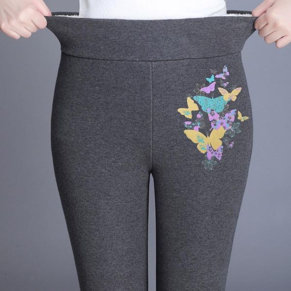 

women's leggings winter women velvet warm pants hight large size waist solid color legging comfortable keep stretchy, Black