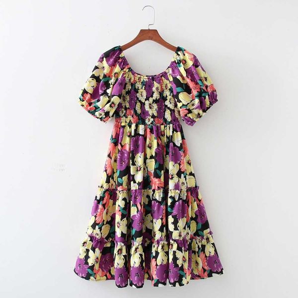 

women summer dress arrival short sleeve slash neck modern lady shirred bust sundress 210602, Black;gray