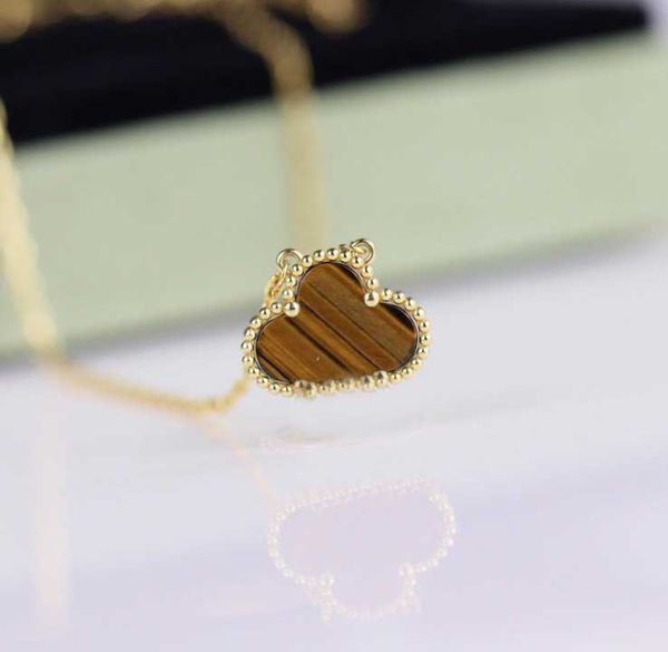 

luxurious quality flower pendant necklace with tiger eye stone in 18k gold plated women wedding jewelry gift ps3450, Silver